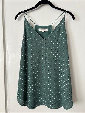 LOFT Teal Green Polka Dot Spaghetti Strap Camisole